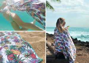 Surfer Towel "Aloha Pineapple" by Christie Shinn